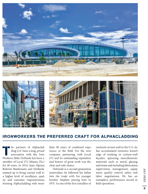 image of Alphacladding has been featured in the July 2022 Ironworkers Magazine. 